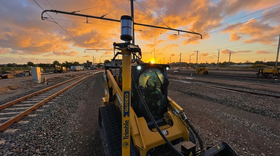 Tracteur agricole rouge moderne avec cabine vitrée sur fond blanc